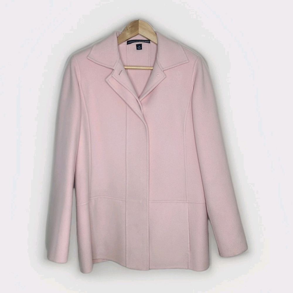 Linda Allard Ellen‎ Tracy Light Pink Button Down Wool Coat Jacket Size Large